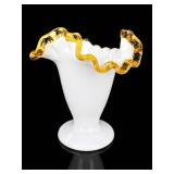 Fenton Art Glass Amber Crest Trumpet Vase