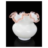 Fenton Art Glass Rose Crest Ruffled Vase