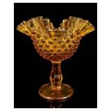 Fenton Amber Hobnail Pedestal Compote