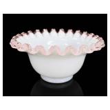 Fenton Art Glass Rose Crest Ruffled Bowl