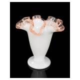 Fenton Art Glass Rose Crest Trumpet Vase