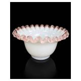 Fenton Rose Crest Ruffled Glass Bowl