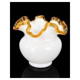 Fenton Amber Crest Smooth Ruffled Vase