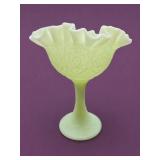 Fenton Persian Medallion Lime Green Satin Compote