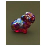 Fenton Ruby Carnival Glass Hand-Painted Pig