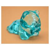 Fenton Aquamarine Blue Uranium Glass Bear