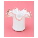 Vintage Fenton Rose Crest Top Hat Vase
