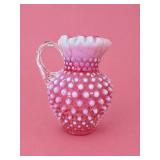 Fenton Cranberry Opalescent Hobnail Jug