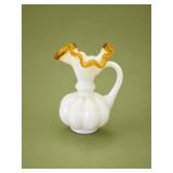 Fenton Gold Crest Milk Glass Melon Pitcher