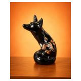 Fenton Hand-Painted Black Fox Figurine