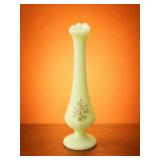 Fenton Custard Satin Uranium Glass Bud Vase