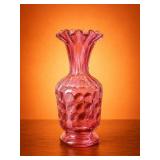 Fenton Cranberry Hobnail Glass Vase