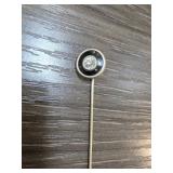 Silver Stick Pin with Diamond and Enamel