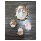 Gold Filled Cameo Brooches and Pins