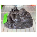 Laughing Buddha Resin Figurine with Child