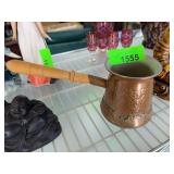 Copper Turkish Coffee Pot with Wooden Handle
