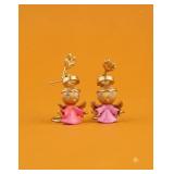 Gold Tone Novelty Stud Earrings Pair