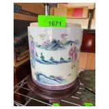 Chinese Porcelain Brush Pot with Figures