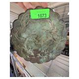 Chinese Bronze Dragon Relief Plate Signed