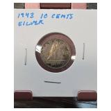 1943 Canada 10 Cents Silver Coin