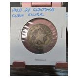 1920 Cuba 20 Centavos Silver Coin