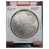 1887 Morgan Silver Dollar AU+