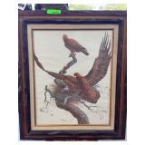 Warren Martin 1976 Framed Bird of Prey Art,