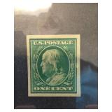 1910 US #383 Franklin 1Â¢ Imperforate Stamp