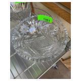 Cut Glass Crystal Bowl With Geometric Motif