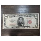 1953B $5 United States Note, Red Seal