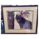 Framed Wolf Print, Signed, 34.25' x 28'