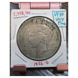 1926-D Peace Silver Dollar VF30