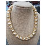 Signed St John Gold Tone Faux Pearl Necklace