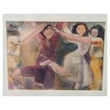 Original Watercolor J. Silver, Dancing Women