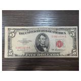 1953A US $5 Red Seal Note