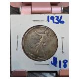1936 Walking Liberty Half Dollar Coin