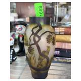 Cameo Glass Vase with Bird and Pine Motif
