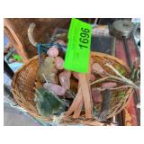 Wicker Basket with Stone Grapes Decor