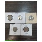 US Coin Lot, 1907-1964, 5 Coins