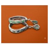 Sterling Silver Hoop Earrings with Turquoise