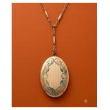 Gold-Tone Oval Locket Pendant Necklace