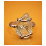 Silver Ring with Raw Clear Gemstone Aquamarine?