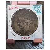 1923-D Peace Silver Dollar VF20