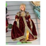 Porcelain Doll in Red Velvet Renaissance Gown