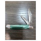 Green Handle Two-Blade Folding Pocket Knife
