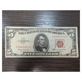 1963 US $5 Red Seal Note Serial A56606051A