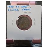1880 Spain 50 Cent Silver Coin