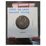 1942 Canada 25 Cent Silver Coin