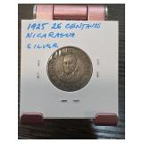 1925 Nicaragua 25 Centavos Silver Coin