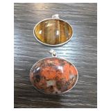 Two Oval Gemstone Pendant Necklaces
